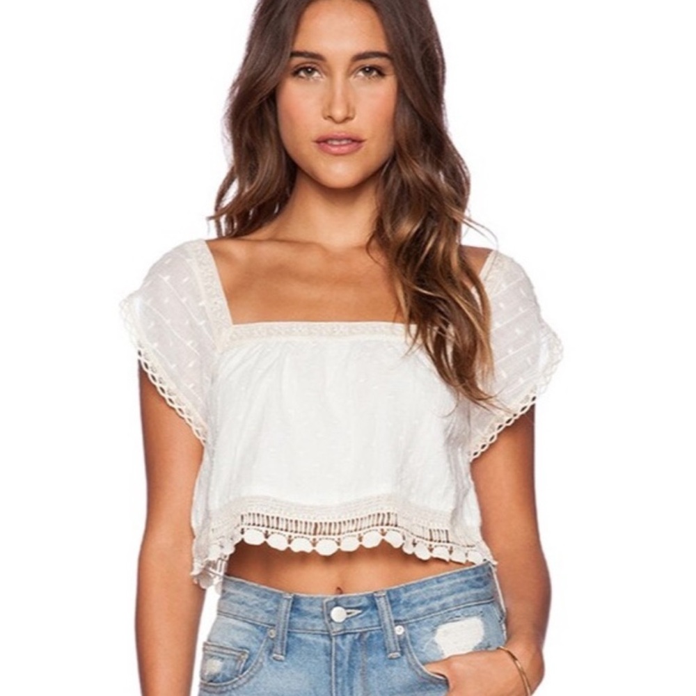 RARE Jen's Pirate Booty Crochet Trim Crop Top